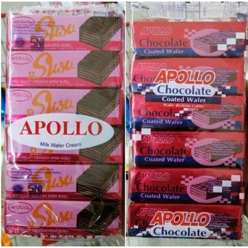 

APOLLO CHOCOLATE/Susu / COATED WAFER / PACK 12'S X 12GR /Coklat/Susu