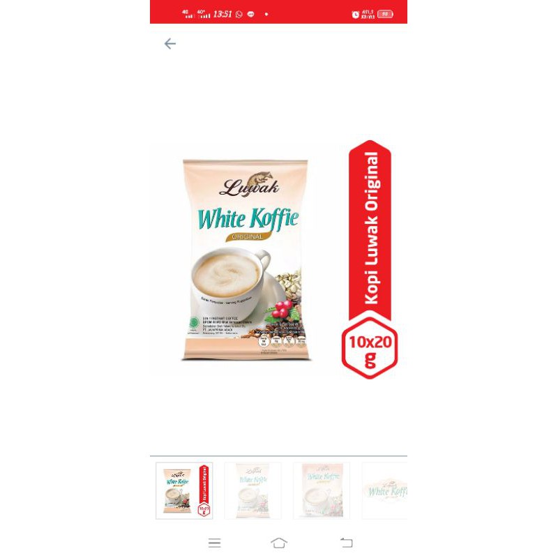 

Luwak white koffie original 10x20g