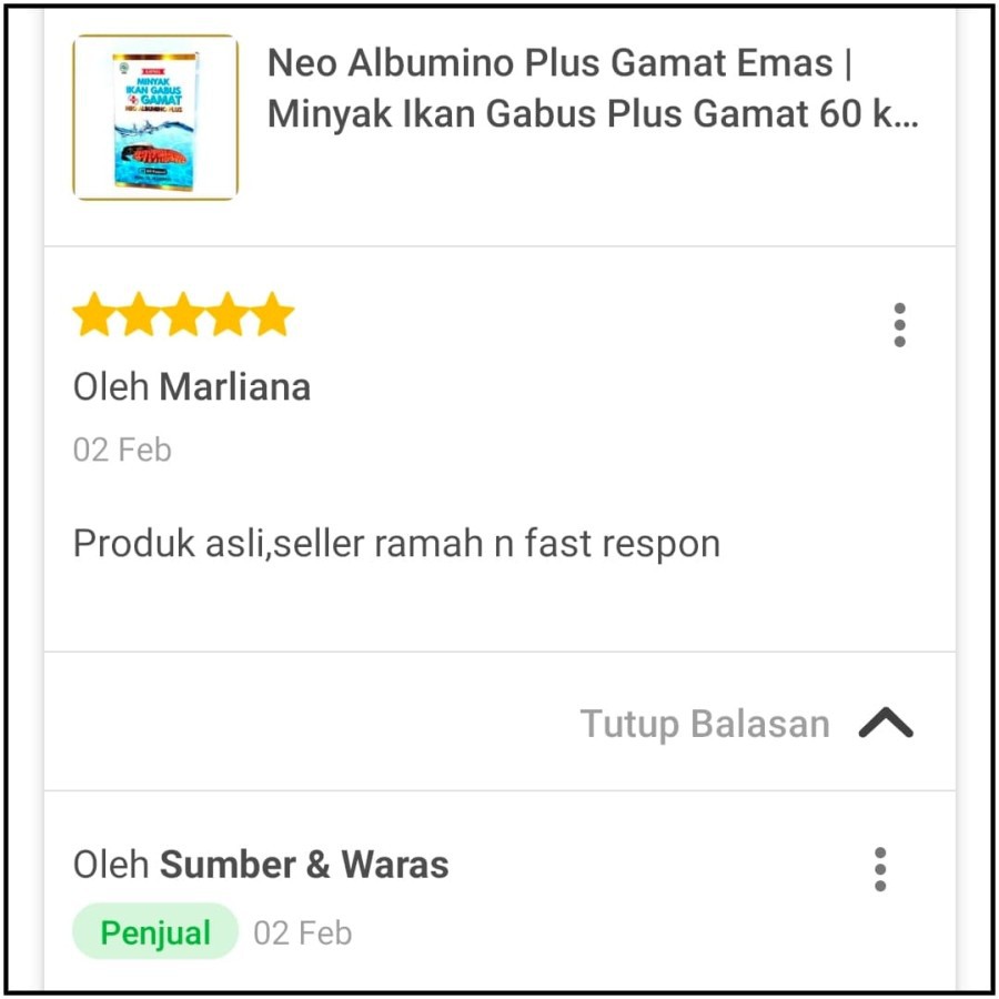 Neo Albumino Plus Gamat Emas | Minyak Ikan Gabus Plus Gamat 60 kapsul