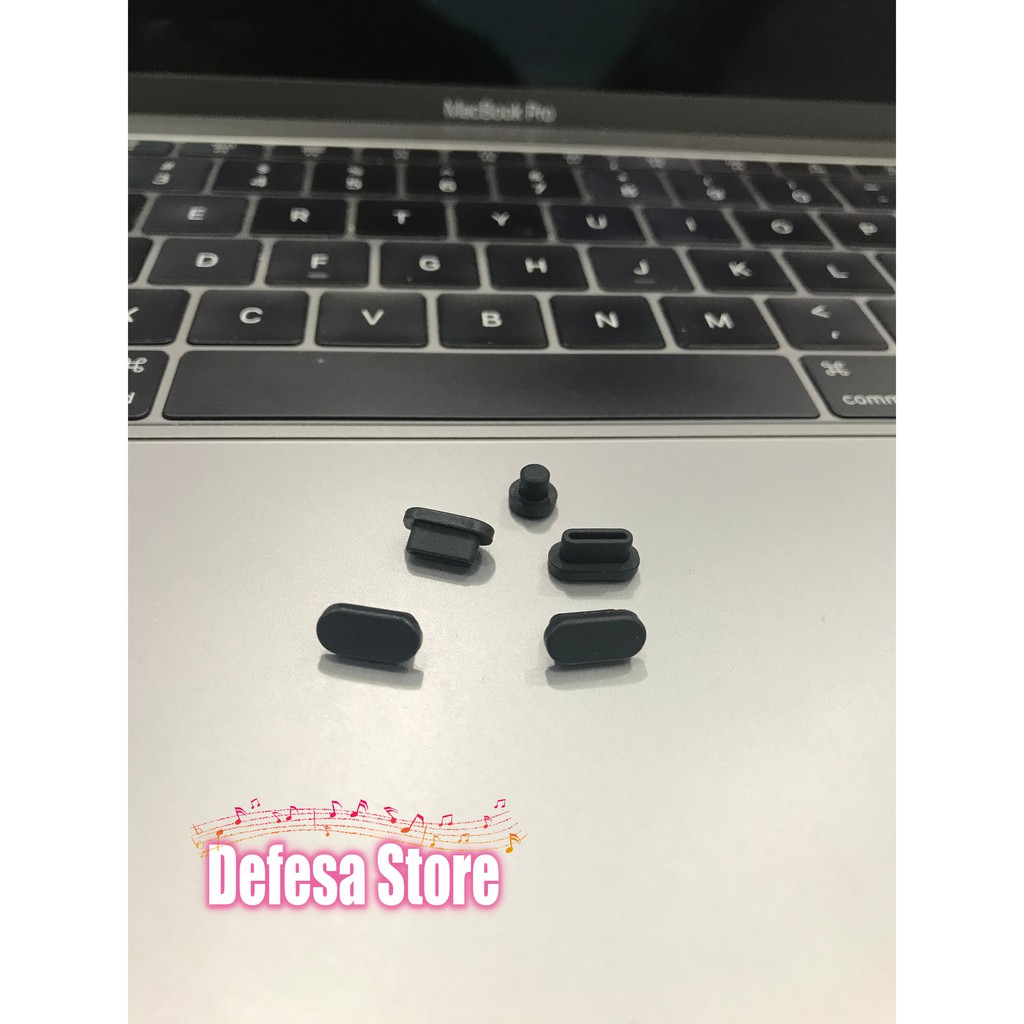 Penutup lubang port MacBook Air Pro dust Protector Proof Plug Mac hitam