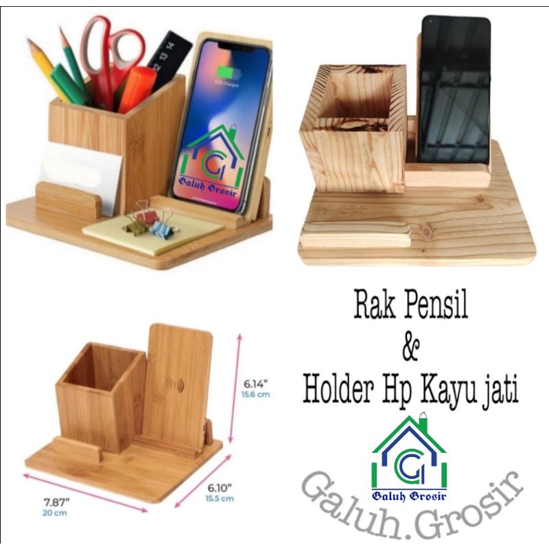 

Rak Tempat Pensil & Pulpen Atk | Holder Hp Kayu
