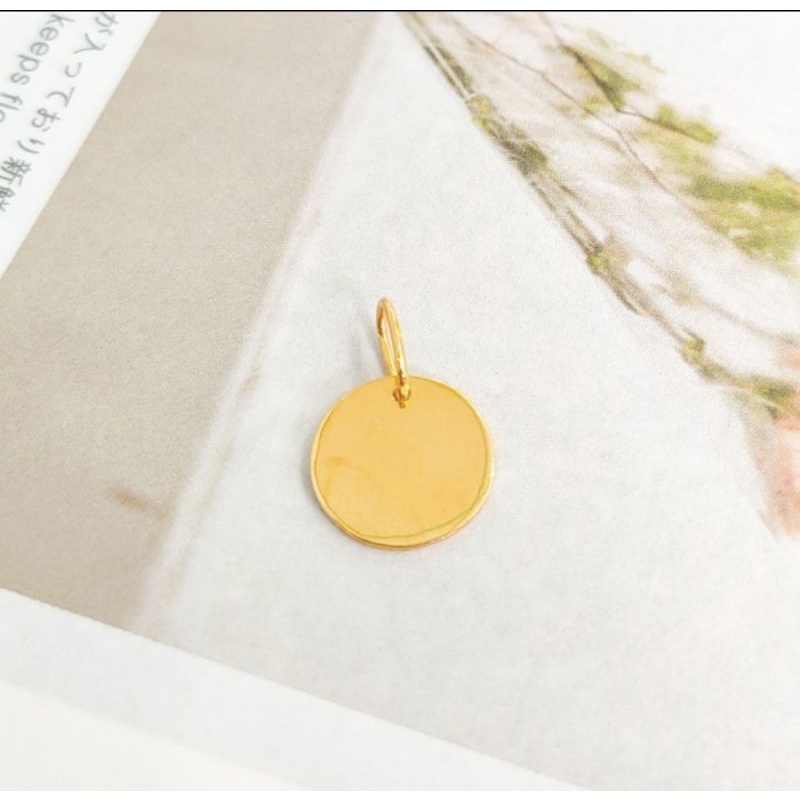 Liontin Kalung Emas Inisial Bulat Wanita Kadar 20k Perhiasan Emas Asli Elegan | Custom Ukir Nama Had