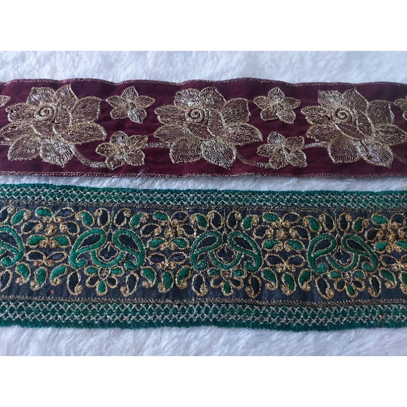 renda india bordir benang emas