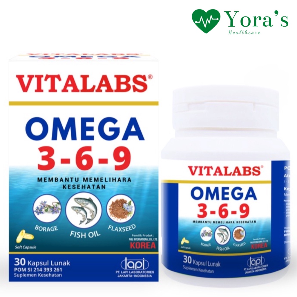 ￼VITALABS Omega 3-6-9 - Botol Isi 30 Kapsul - Suplemen Omega 3-6-9