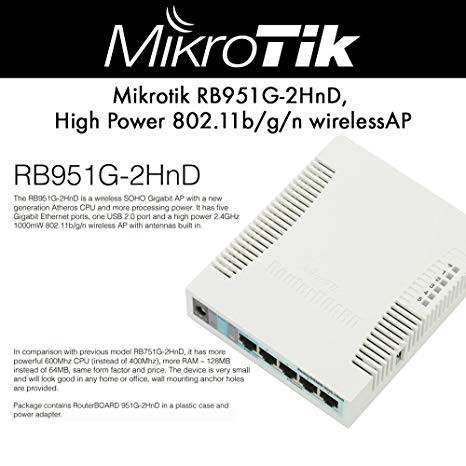 Mikrotik RB951G-2HND , Wireless Router 5 Port Gigabit , 1 Usb