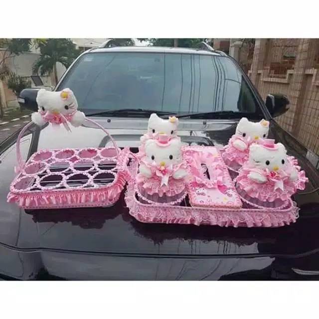 Bahan kaca , Set toples Kitty , set toples hias hellokitty , set keranjang Aqua  kitty