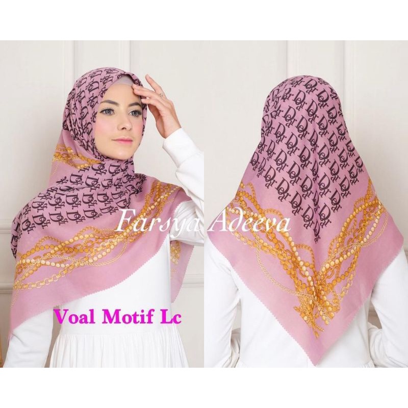 Hijab Segiempat Voal Motif Dior Fresh Pink By wiendalove