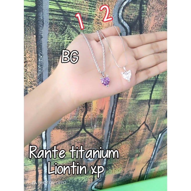 kalung titanium liontin hati 45 cm