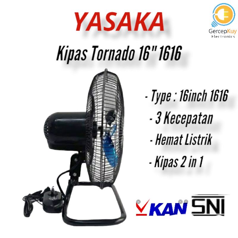 KIPAS ANGIN 16&quot; BESI 2IN1 YASAKA / DESK FAN 16&quot; TORNADO / WALL FAN 16&quot; TORNADO / KIPAS MEJA BESI 16&quot; / KIPAS DINDING BESI 16&quot;