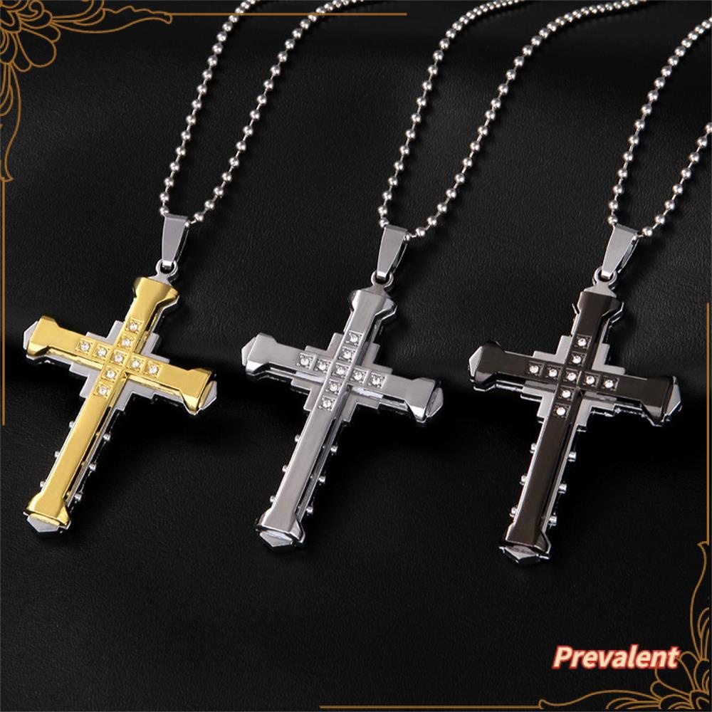 Kalung Rantai Liontin Salib Yesus Ala Punk Warna Silver Untuk Priawanita