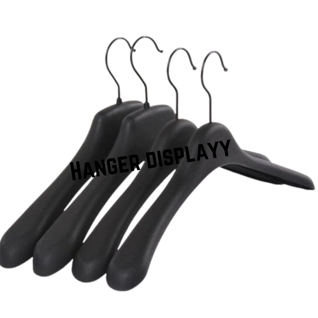 Hanger Gantungan Plastik Distro 181 Gantungan Baju - Jas Berkualitas (1 Lusin) Hitam Hanger Bebek