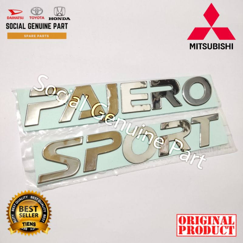 Emblem kap mesin Tulisan Pajero sport chrome Original