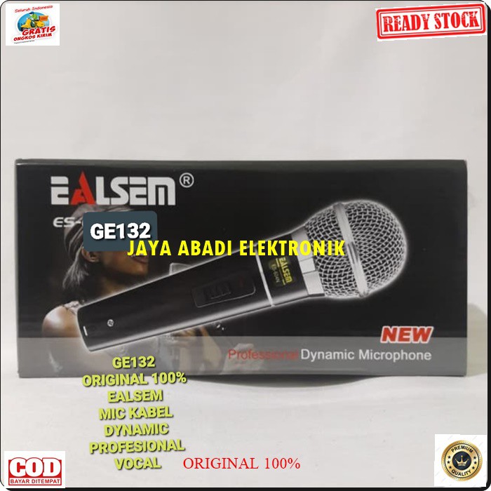 G132 MIC EALSEM KABEL DYNAMIC MIKROPHONE KABEL KARAOKE VOKAL PROFESIONAL PRO MUSIK AUDIO SISTEM SOUND SYSTEM PANGGUNG DJ STUDIO BISA DIPAKAI JENIS AUDIO SUARA BAGUS TANPA MENGGUNAKAN BATERAI TINGGAL COLOK LANGSUNG NYALA