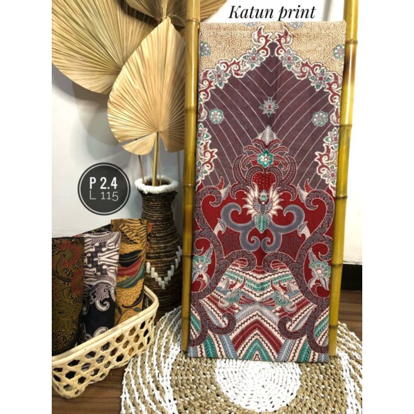 kain batik katun motif kluwer dasar merah
