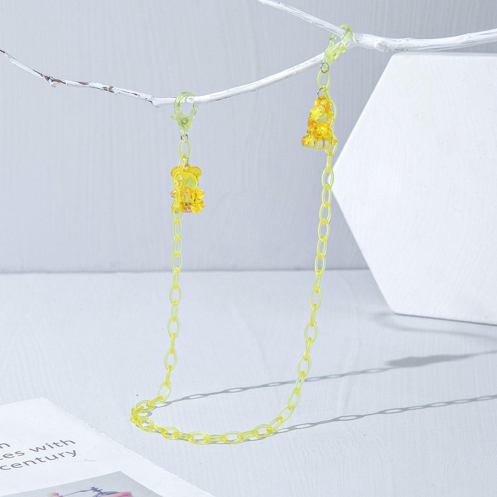 Needway Rantai Kacamata Anti Hilang Rantai Manis Warna Permen Beruang Akrilik Masker Cord Holders
