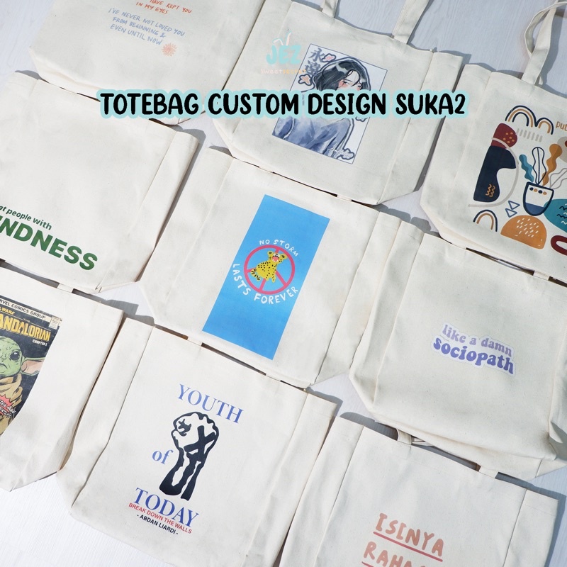 TOTEBAG CUSTOM KANVAS PREMIUM / TAS BLACU CUSTOM DESIGN GAMBAR LOGO TULISAN