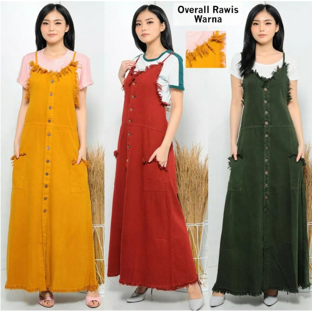 Overall Denim Kancing Wanita Murah/Overall Denim