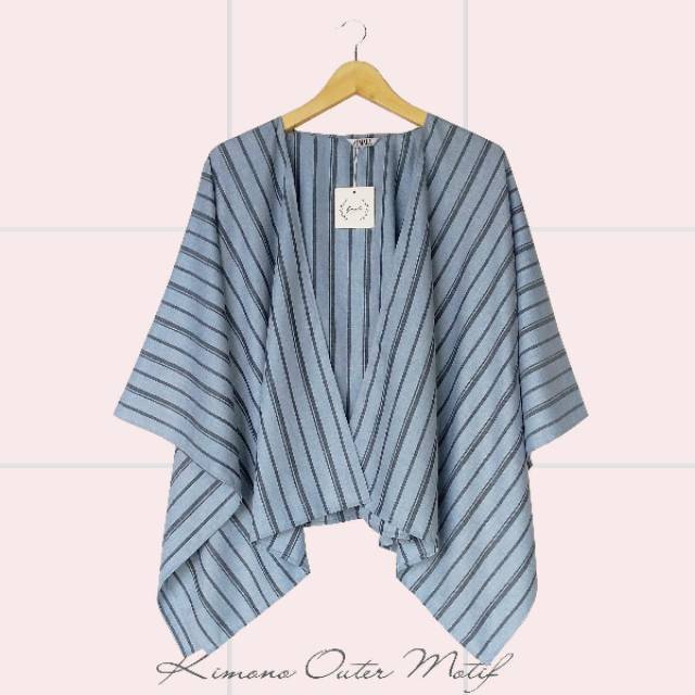 Kimono long outer motif garis