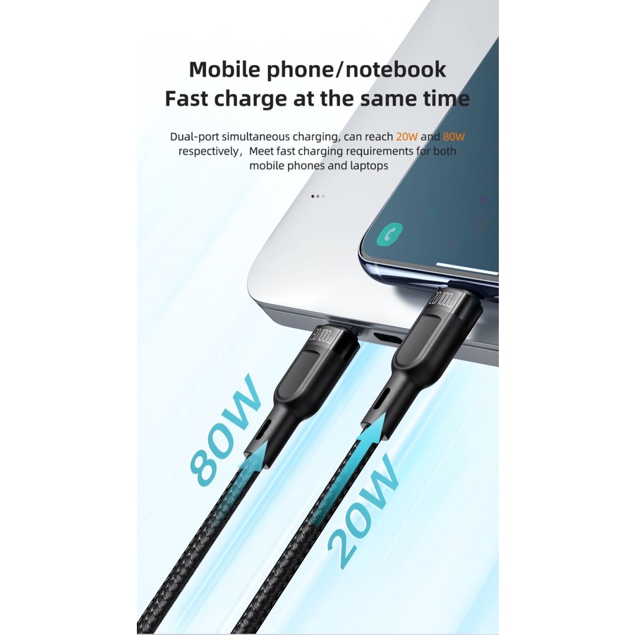 MCDODO CA-747 Cable Charger 2 IN 1 USB C To Dual Type C Kabel 5A 100W 1.2M Samsung