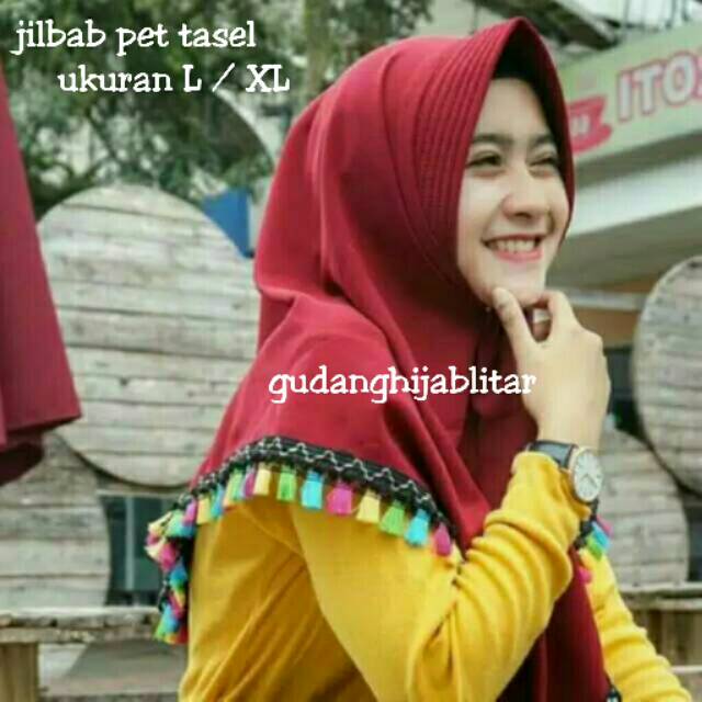 JILBAB HIJAB PET ANTHEM TASEL CANTOK BERGO KHIMAR TASEL SIMPLE PET RENDA TASEL WARNA WARNI