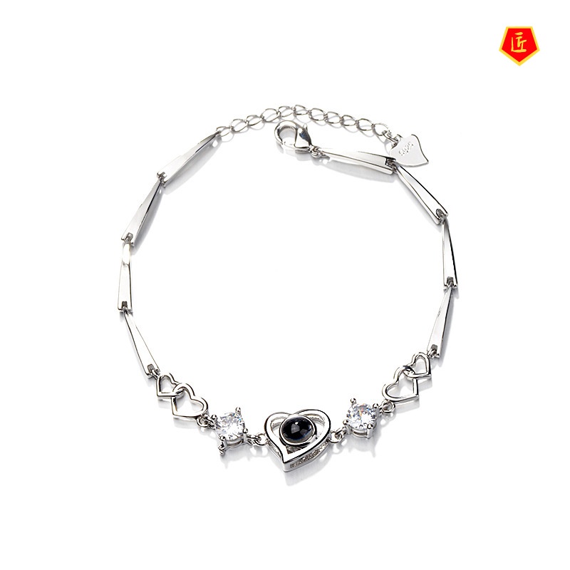 [Ready Stock]Simple Elegant Heart-Shaped 925 Silver Bracelet
