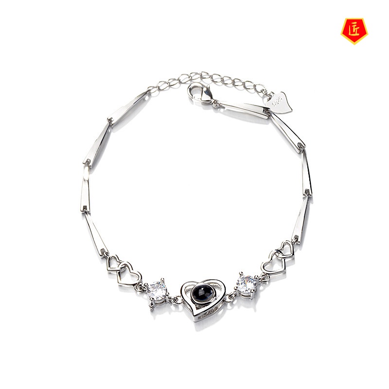 [Ready Stock]Simple Elegant Heart-Shaped 925 Silver Bracelet