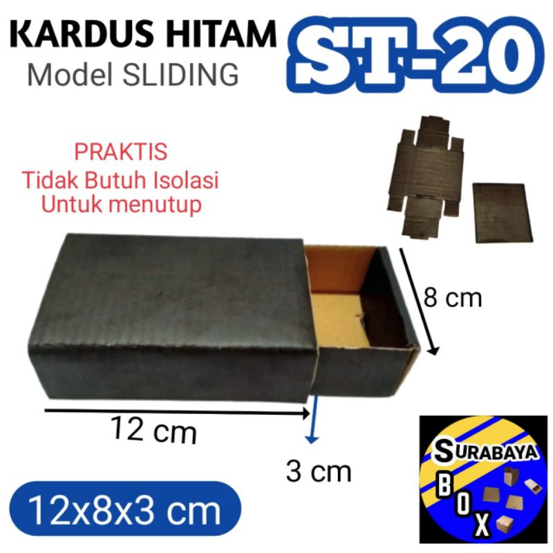 

KOTAK SLIDING ST-20 HITAM KARDUS KARTON BOX DUS HP AKSESORIS SOUVENIR