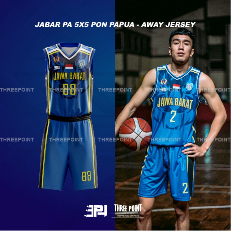 Jersey Jawa Barat PON 2020 - Jersey Basket Custom Satuan Celana Olahraga Threepoint Jersey