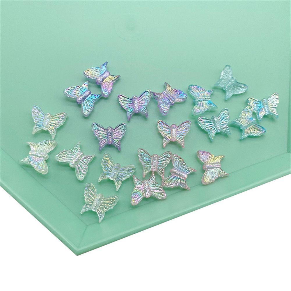 R-flower 100Pcs/Bag Butterfly Shaped Charms Temuan Perhiasan Dekorasi Kalung Gelang Warna Akrilik