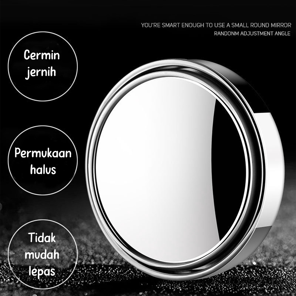 Kaca Cermin Spion Mini Tabahan Mobil Motor 360° Kaca Cembung Car Wide Blind Spot Mirror