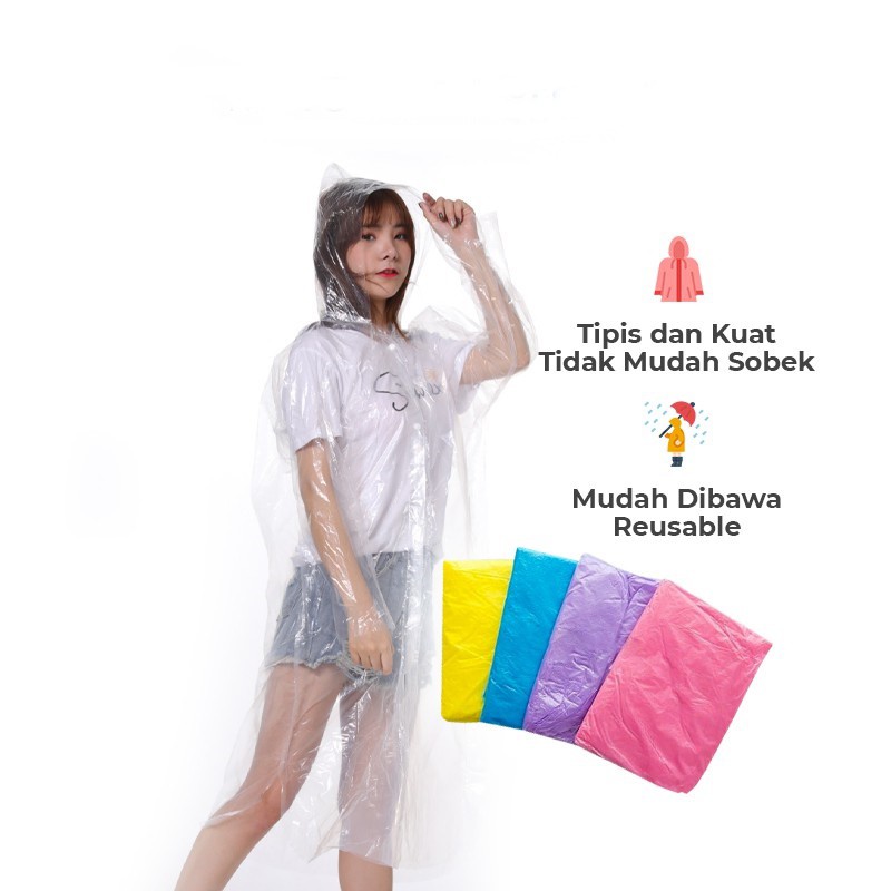 [NEW] Jas Hujan  Mantel Sekali Pakai Rain Coat Tahan Basah Anti Air Warna Random