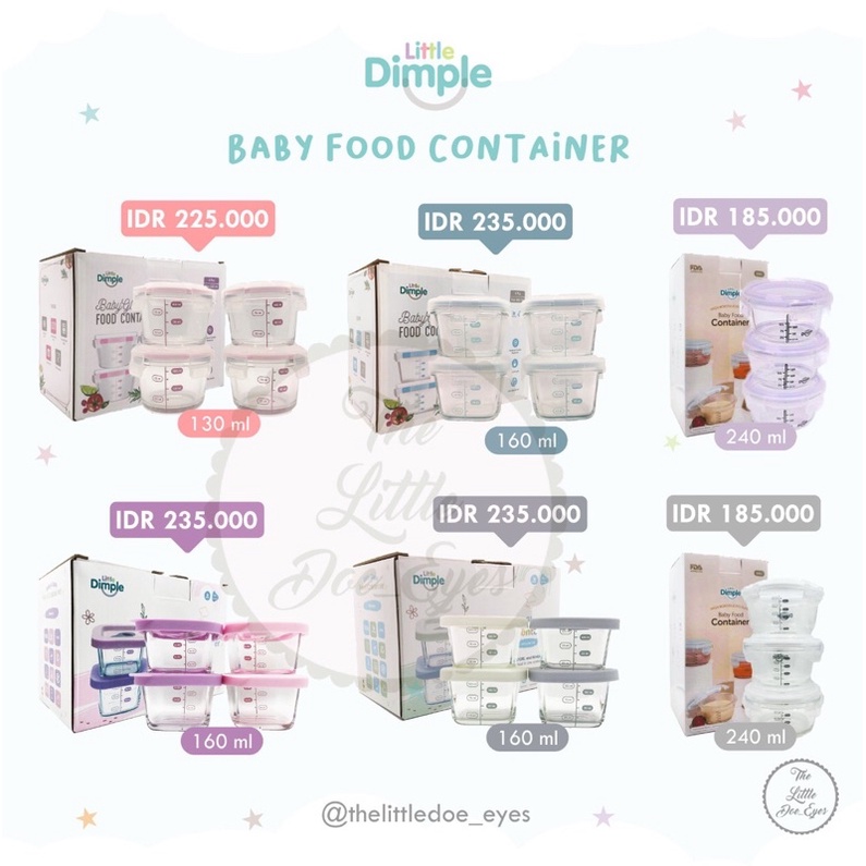 [READY] Little Dimple Baby Food Container 130ml / 160ml / 240ml