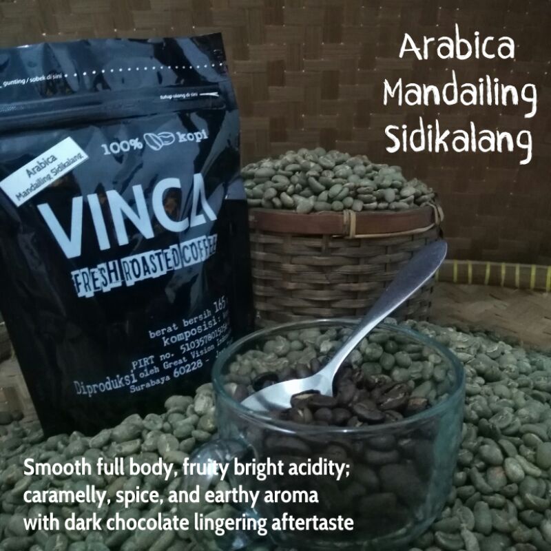 

Vinca kopi Arabica Mandailing Sidikalang 820 gram (level roasting sesuai pesanan)