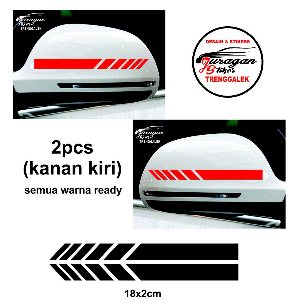 Promo 2pcs Stiker Cutting Spion Model Garis Miring Cocok Untuk