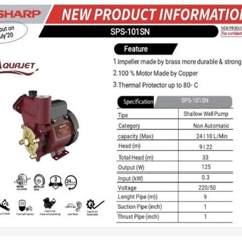 Pompa Air Sharp SPS-101SN (Setara PS 116BIT)