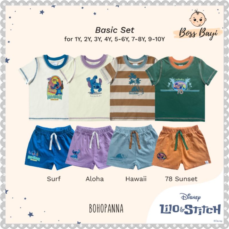 BOHOPANNA - Basic Set Lilo &amp; Stich / Setelan Pendek Anak