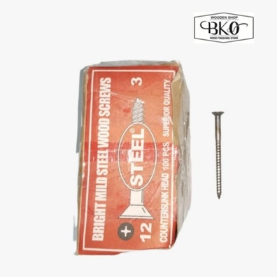 SKRUP KAYU STEEL 3" X 12 / SKRUP KAYU 7.5CM WOOD SCREW (+) 100PCS