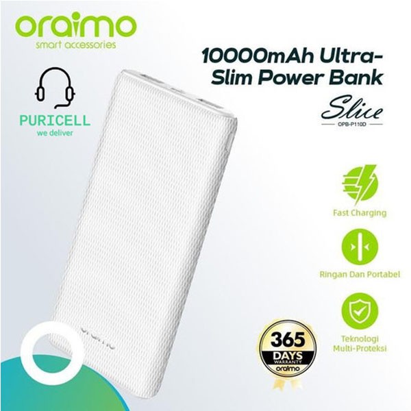 Oraimo Compact 10000mAh Ultra Slim Powerbank OPB-P110D Fast Charging