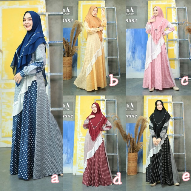 Gamis Emine Syari Set Gratis Masker Original By Aluna Mirranda