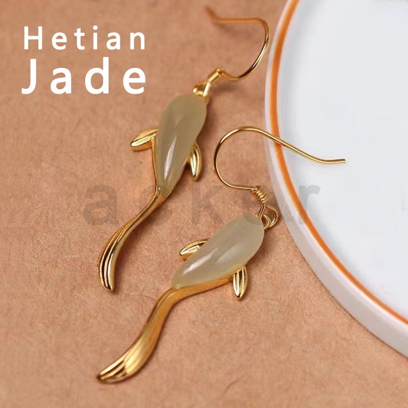 Anting Gantung Lapis Emas 18K Model Ikan Koi Untuk Wanita ACKER