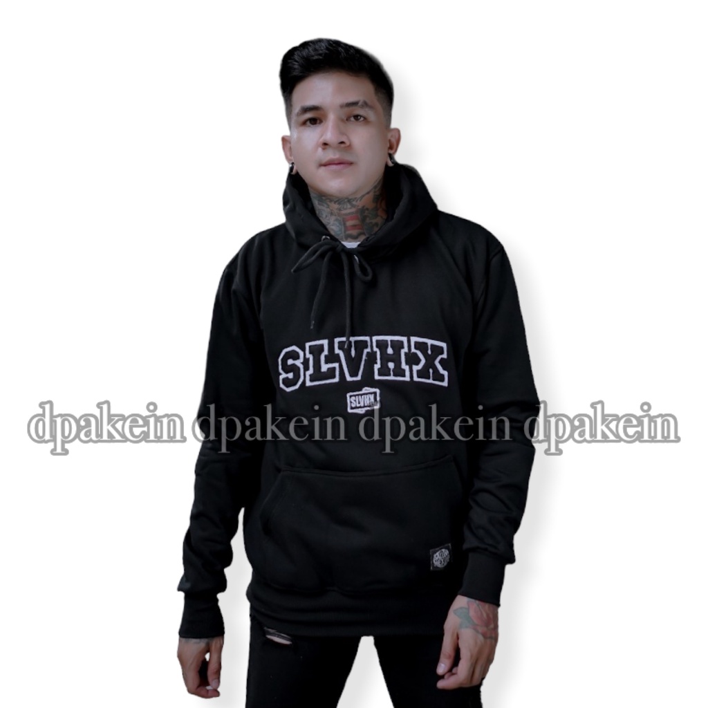 Salviohexia Sweater Hoodie Bordir Sweater Pria Hitam