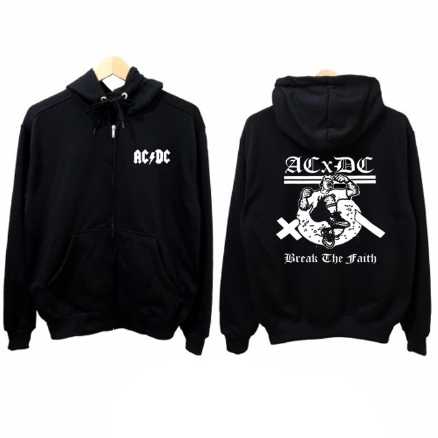 Jaket Hoodie AC DC Break The Faith ACDC Band Hoodie Zipper Dengan Ritsleting Casual Unisex Hoodie Ba