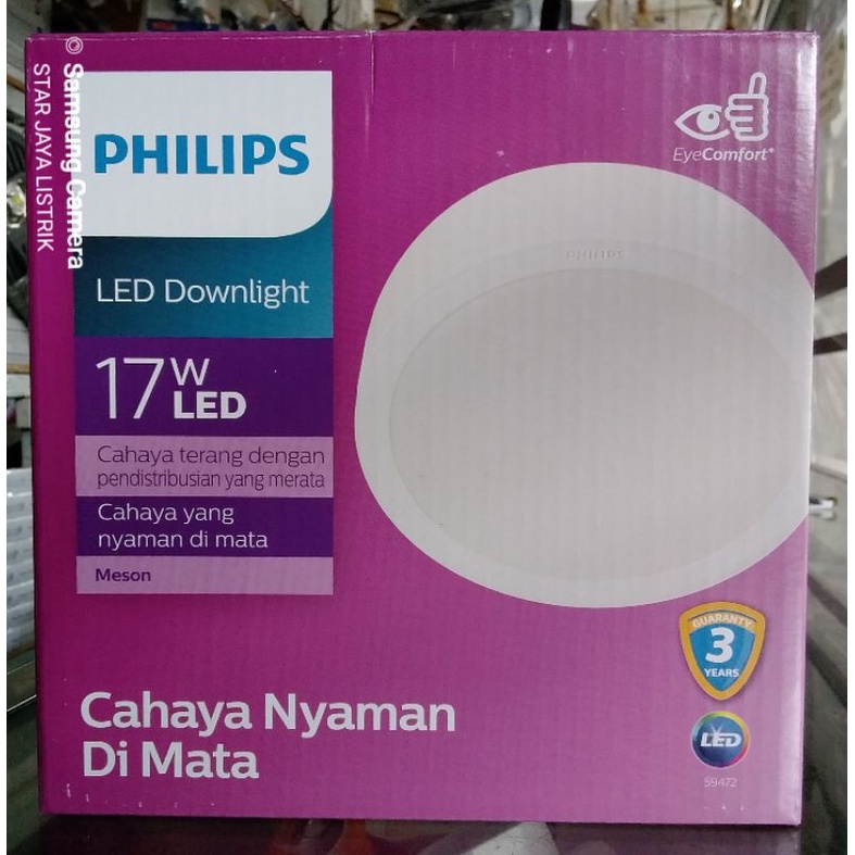 Downlight Philips Meson OB (Outbow) 24 Watt &amp; 17 Watt Putih (6500K) Pemasangan Menempel