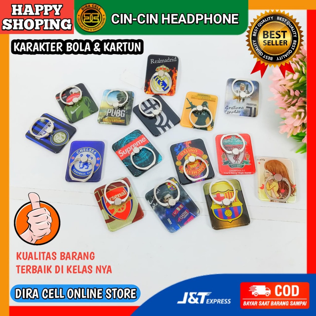 HOOK LRING GANTUNGAN PENYANGGA PENGAMAN HANDPHONE RING STAND KARAKTER BOLA HOLDER CICIN HP KARTUN