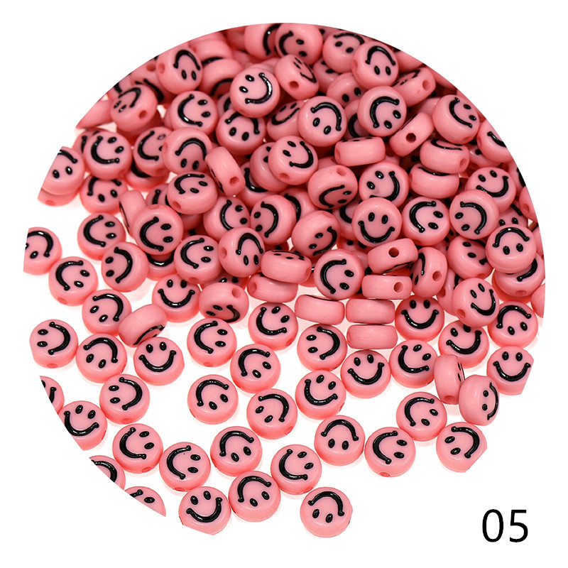 100pcs / Lot Manik-Manik Spacer Desain Smile Bahan Akrilik Ukuran 4mm X 7mm