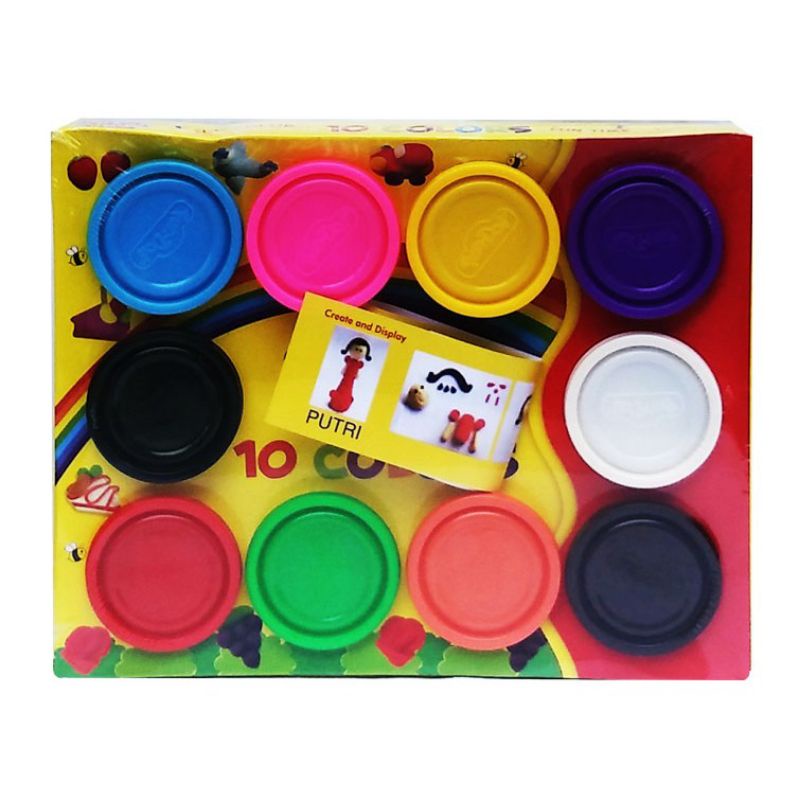 28004 - Mainan Malam Plastisin Fundoh 10 Colors Fun-Doh isi 10 cup Warna