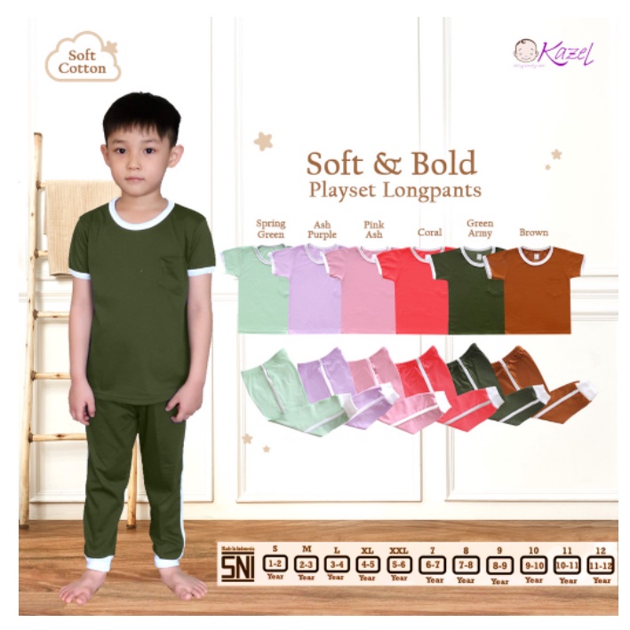 CUCI GUDANG 7.7 Kazel 1-11 Tahun  x Zebe PlaySet Longpants Piyama Anak Bold Pocket Edition BAJU ANAK bayi 1-12 Tahun CBKS SO