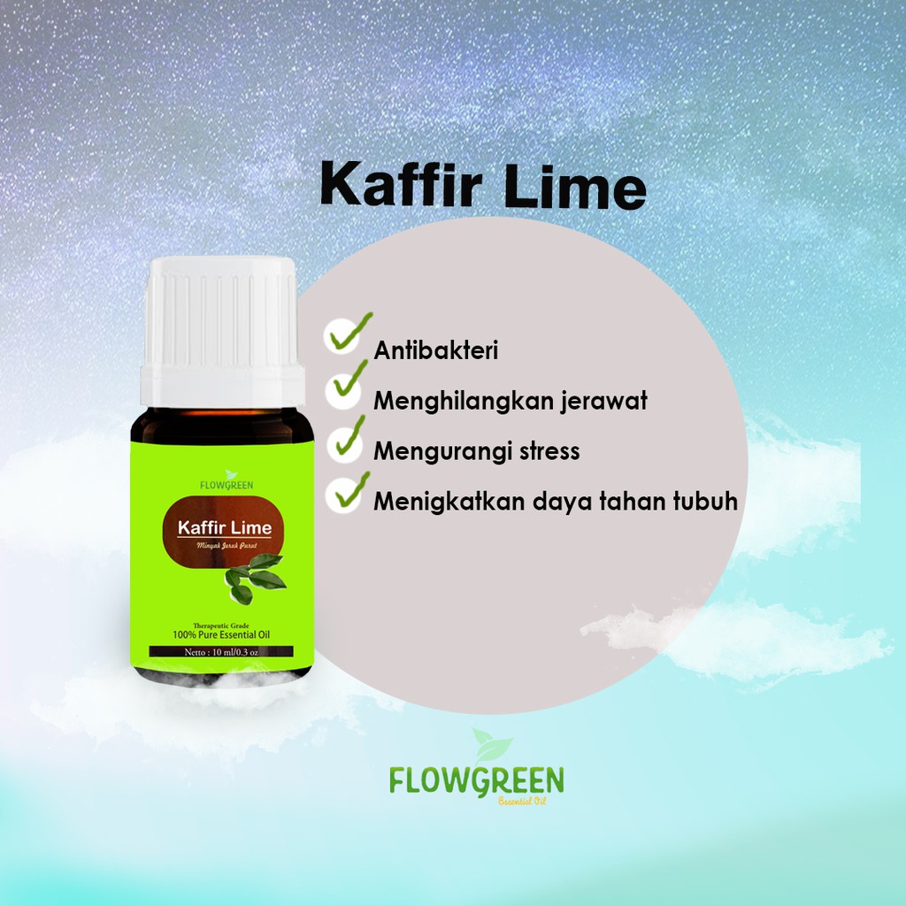 Flowgreen Kaffir Lime Essential Oil Minyak Essensial Atsiri Aroma Terapi Diffuser Difuser Humidifier