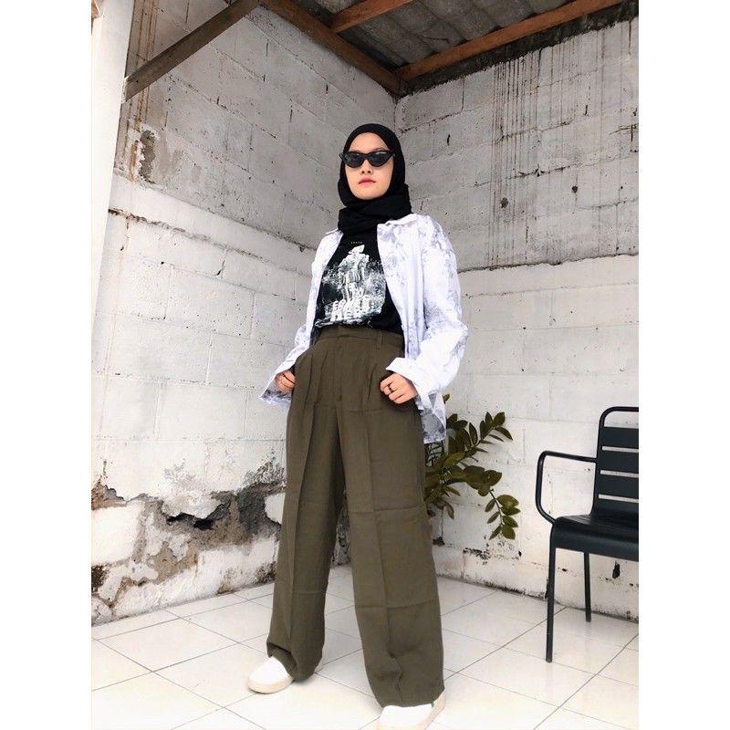 BEFAST - ZEC OOTD Wanita Celana Kulot DHIVA / Drilly Kulot Pants / Celana Kantor / Celana Casual Wanita / Celana Kekinian 2021 / Celana Kulot Polos Terlaris