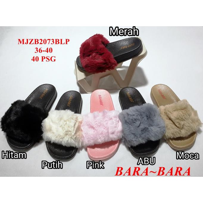 Sandal Bara Bara Sendal Telinga Wanita Kelinci Bludru Import 2073Blp I1303